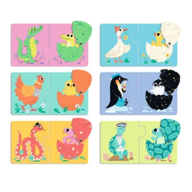 6 puzzles duo articulo "les oeufs rigolos" DJECO 8193