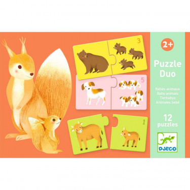 12 puzzles duo "Mamans et bébés animaux" DJECO 8197