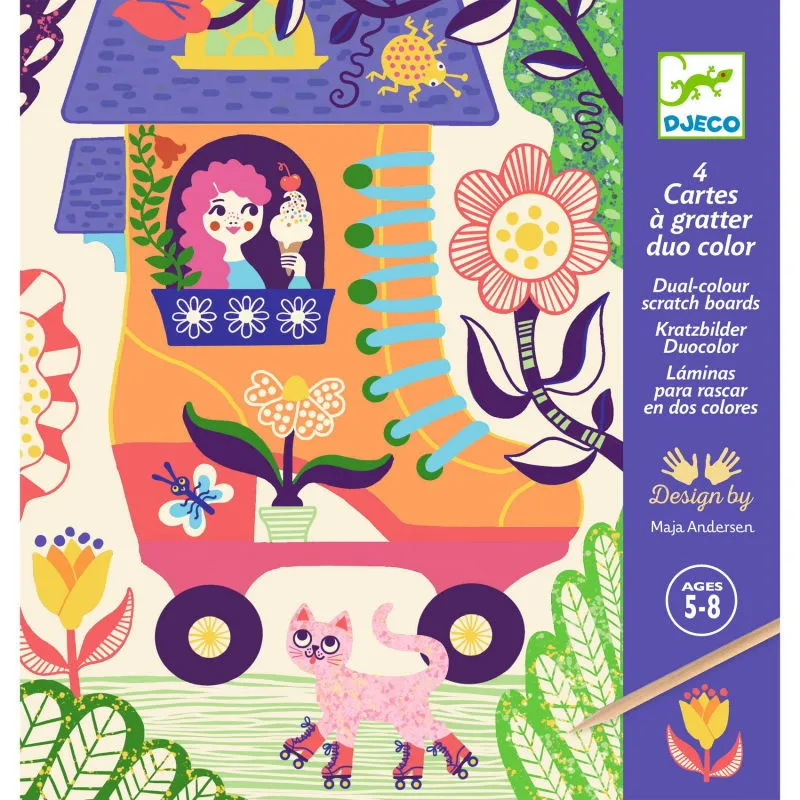 Cartes à gratter duo color "Drôles de maisons" DJECO 9713