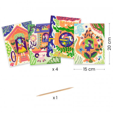 Cartes à gratter duo color "Drôles de maisons" DJECO 9713