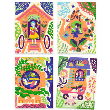 Cartes à gratter duo color "Drôles de maisons" DJECO 9713