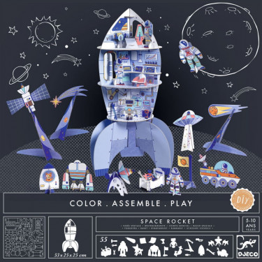 Kit fusée spatiale DIY DJECO 8009 Color. Assemble. Play
