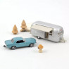 Ford Mustang 1968 Bleue avec caravane Airstream Norev 1-43