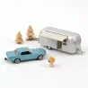 Ford Mustang 1968 Bleue avec caravane Airstream Norev 1-43