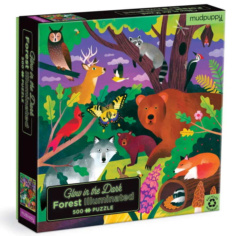 Puzzle qui Brille dans le Noir "Forêt" 500 pcs Mudpuppy