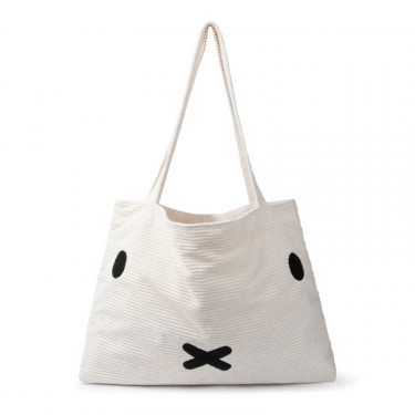 Sac cabas Miffy en velours côtelé blanc crème