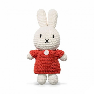 Peluche Miffy en crochet - Just Dutch - robe rouge