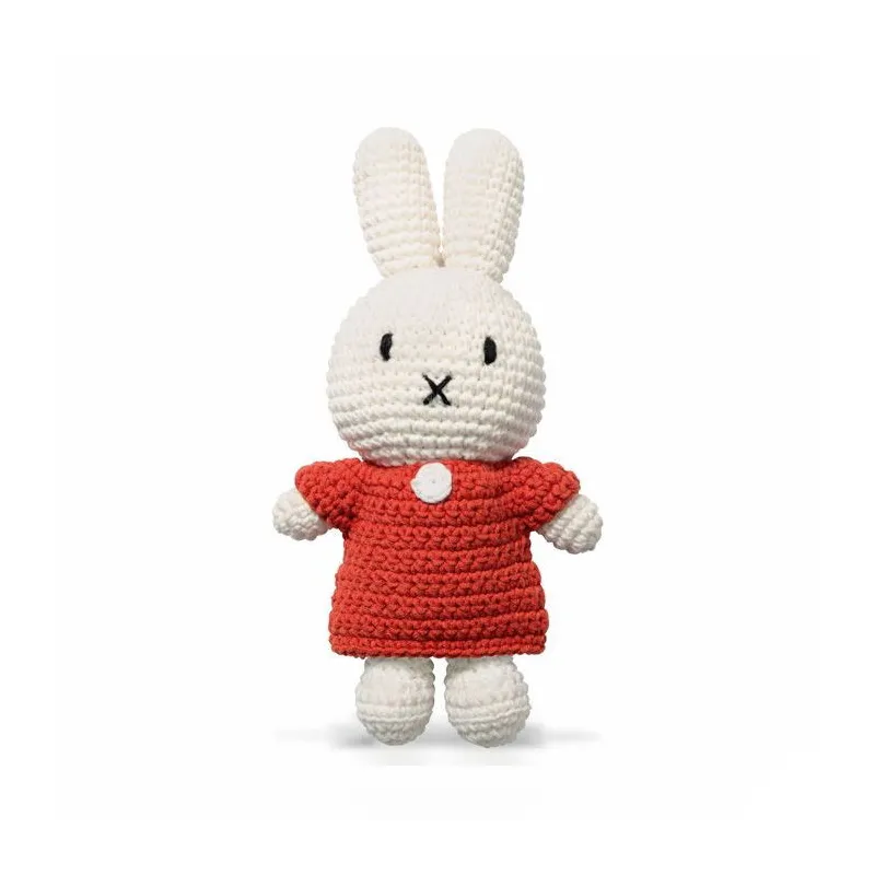 Peluche Miffy en crochet - Just Dutch - robe rouge