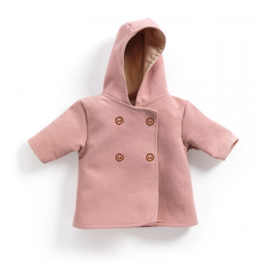 Manteau rose avec capuche, vêtement de poupée POMEA de Djeco 7734