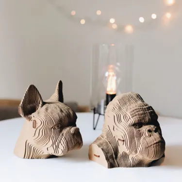 Puzzle sculpture 3D en carton - Bulldog - Cartonic