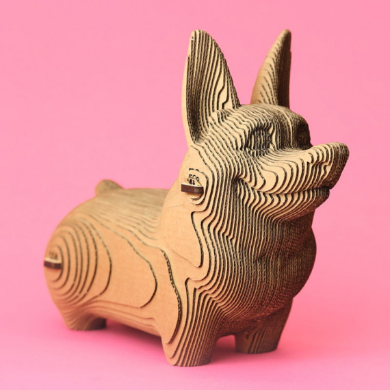 Puzzle sculpture 3D en carton - Chien Corgi - Cartonic