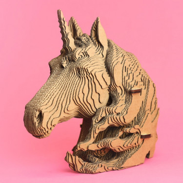 Puzzle sculpture 3D en carton - Licorne - Cartonic