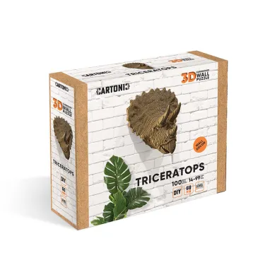 Trophée mural décoratif - Sculpture 3D en carton - Tricératops - Wall puzzle Cartonic