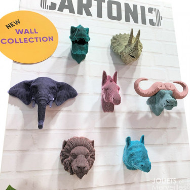 Trophée mural décoratif - Sculpture 3D en carton - Tricératops - Wall puzzle Cartonic