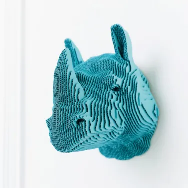 Trophée mural décoratif - Sculpture 3D en carton - Rhinocéros - Wall puzzle Cartonic