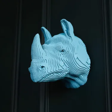 Trophée mural décoratif - Sculpture 3D en carton - Rhinocéros - Wall puzzle Cartonic