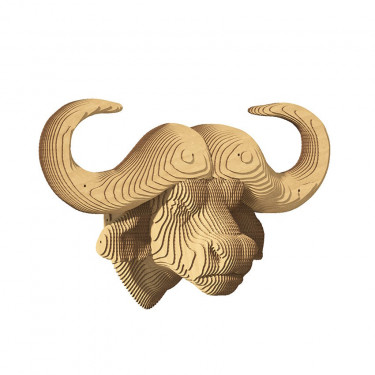 Trophée mural décoratif - Sculpture 3D en carton - Buffle - Wall puzzle Cartonic