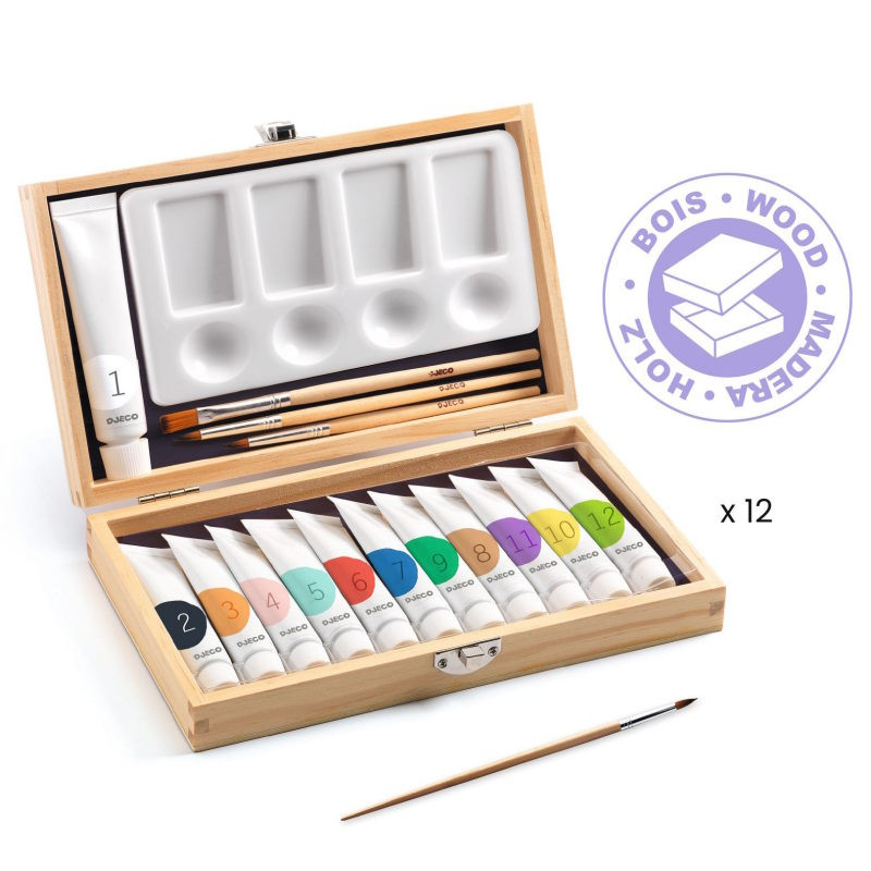 12 crayons aquarellables classique - loisirs créatifs - Djeco 