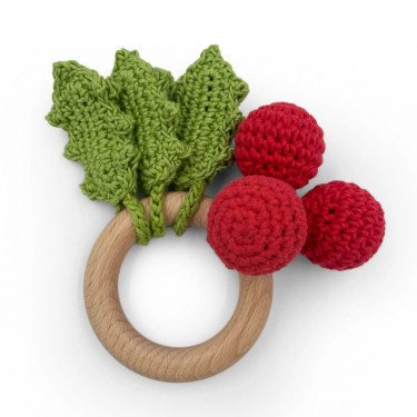 Anneau de dentition "Hiver" hochet en crochet en coton bio The veggy toys