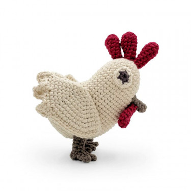 Hochet Poule en crochet en coton bio - Myum -The veggy toys