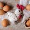 Hochet Poule en crochet en coton bio - Myum -The veggy toys