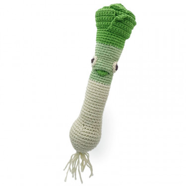 Hochet poireau en crochet "The veggy toys", coton bio