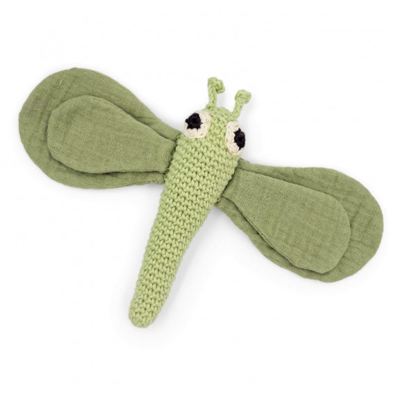Doudou hochet "Libellule" en coton bio - Myum - The veggy toys