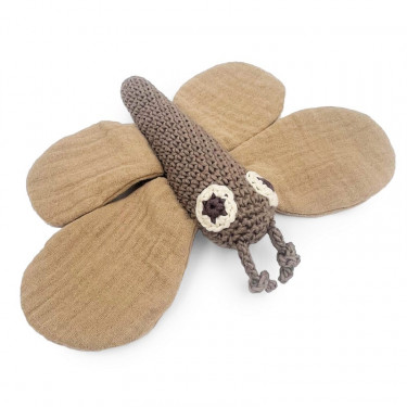 Doudou hochet "Papillon de nuit" en coton bio - Myum - The veggy toys