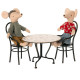 Ensemble table ronde avec deux chaises vintage en métal pour souris Maileg