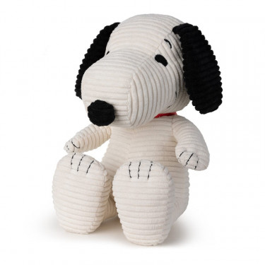 Peluche Snoopy assis en velours côtelé crème - 27cm en boîte cadeau