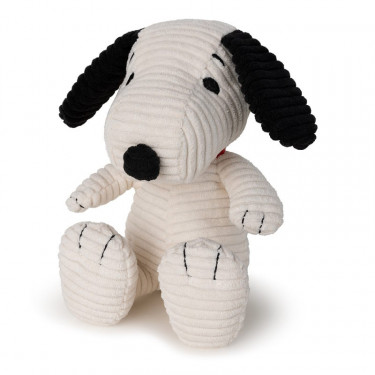 Peluche Snoopy assis en velours côtelé crème - 19cm