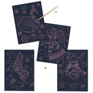 Cartes à gratter phosphorescentes "Monde merveilleux" DJECO 9715