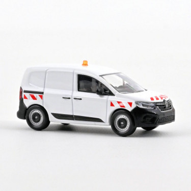 Renault Kangoo Van 2023 Blanc avec bandes signalétiques rouges, voiture Norev 1-64