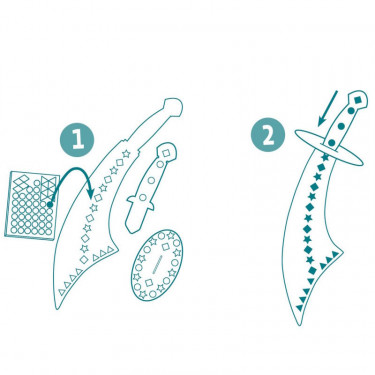 Sabres mosaïques à décorer "Comme un pirate" DIY DJECO 7902