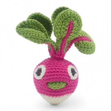Hochet radis en crochet "The veggy toys", coton bio