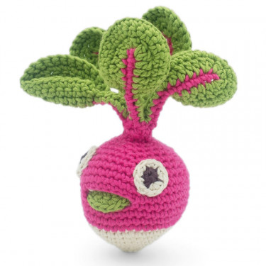 Hochet radis en crochet "The veggy toys", coton bio