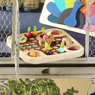 La course du potager 'Jour de récolte' jeu des petits chevaux en bois VILAC 2160