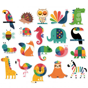 Magnets en bois "Animaux Arc-en-ciel" Andy Westface pour VILAC 7421