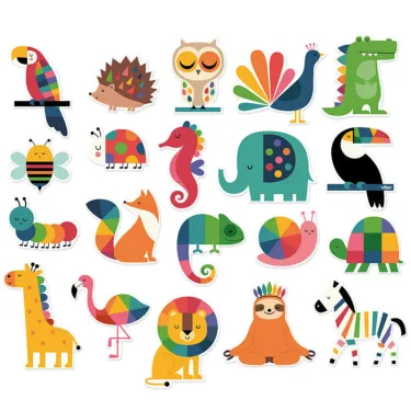 Magnets en bois "Animaux Arc-en-ciel" Andy Westface pour VILAC 7421