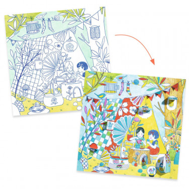 Coloriage à fenêtres "Les cabanes de Nina" DJECO 9683