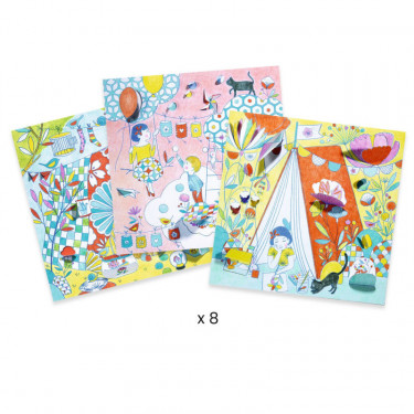 Coloriage à fenêtres "Les cabanes de Nina" DJECO 9683