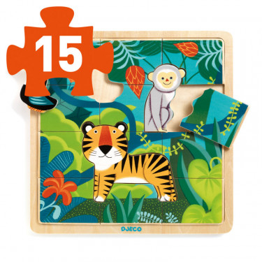 Puzzle en bois 'Puzzlo Jungle' 15 pcs DJECO 1810