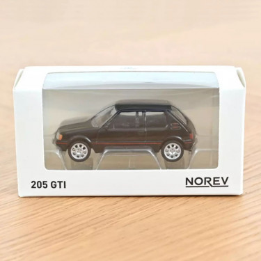 Peugeot 205 GTI noire 1988, jouet voiture Norev 1/54