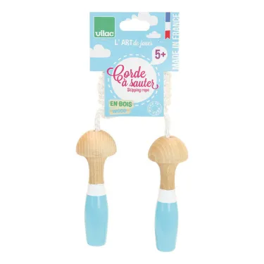 Corde à sauter en bois laqué bleu VILAC 3008B