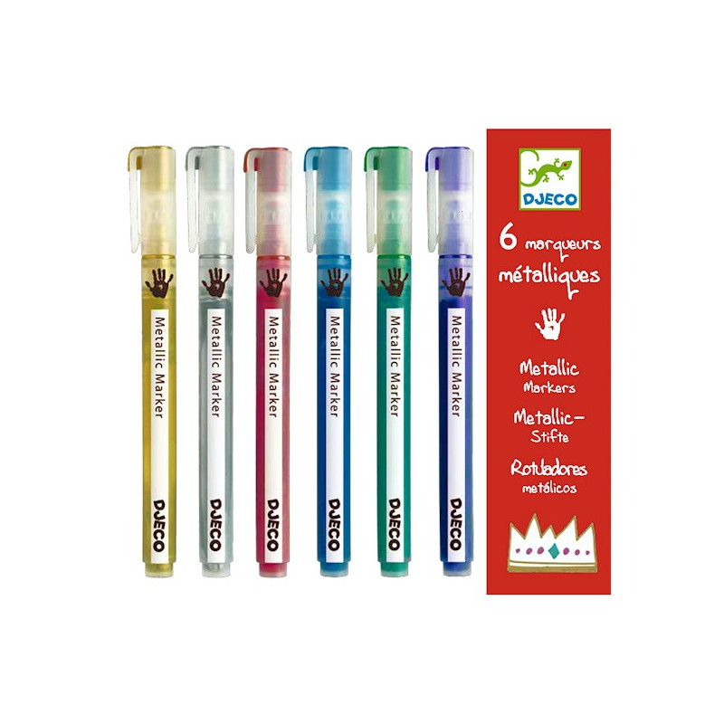 6 tubes de peinture à doigts pour enfant - couleurs pailletées DJECO 9017