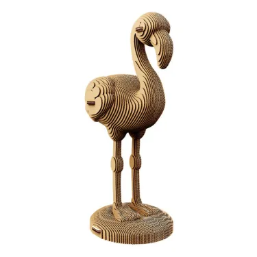Puzzle sculpture 3D en carton - Flamant rose - Cartonic