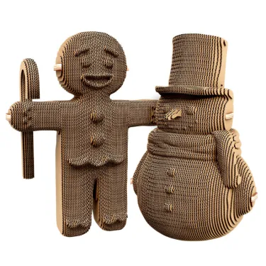 Puzzle sculpture 3D en carton - Bonhomme en pain d'épices & Bonhomme de neige - Cartonic