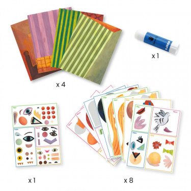 Collages et stickers "Têtes au carré" DJECO 9386 inspired by Pablo Picasso