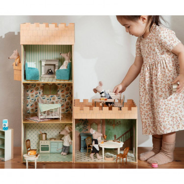 Cheminée miniature vintage blanche pour souris Maileg