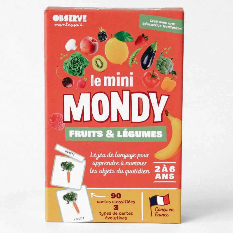 Imagier FRUITS & LEGUMES mini Mondy, cartes de nomenclature OBSERVE Montessori